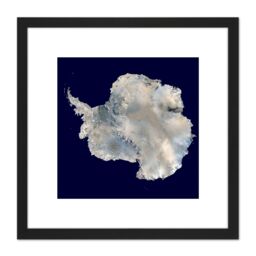 Artery8 Antarctica Continent Blue Marble NASA Photograph 8X8 Inch Square Wooden Framed Wall Art Print Picture with Mount in Black - thumbnail 1