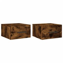Berkfield Home Wall-mounted Bedside Cabinets 2 pcs Smoked Oak 35x35x20 cm in Brown - Size: 35 x 35 x 20 cm - thumbnail 2