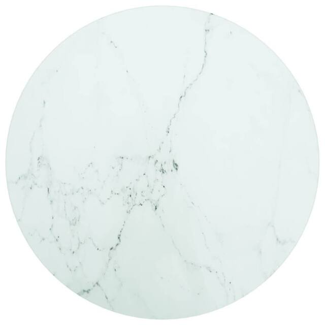 Berkfield Home Table Top White Ã˜40x0.8 cm Tempered Glass with Marble Design - Size: 40x0.8 cm - image 1