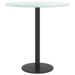 Berkfield Home Table Top White Ã˜40x0.8 cm Tempered Glass with Marble Design - Size: 40x0.8 cm - thumbnail 3