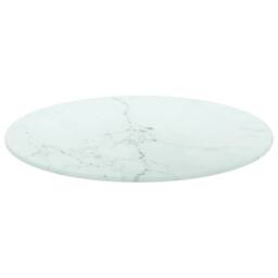 Berkfield Home Table Top White Ã˜40x0.8 cm Tempered Glass with Marble Design - Size: 40x0.8 cm - thumbnail 2