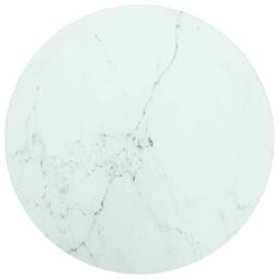 Berkfield Home Table Top White Ã˜40x0.8 cm Tempered Glass with Marble Design - Size: 40x0.8 cm