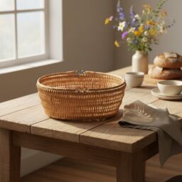 Red Hamper Wicker Oval Market Deep Shopping Basket in Brown - thumbnail 2