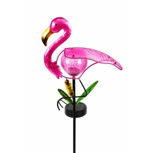 "Bright Zeal 1-Pack Solar Flamingo Stake Light 14"" Pink Waterproof Outdoor Garden Decor" - image 1