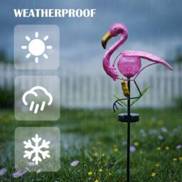 "Bright Zeal 1-Pack Solar Flamingo Stake Light 14"" Pink Waterproof Outdoor Garden Decor" - thumbnail 8