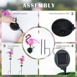 "Bright Zeal 1-Pack Solar Flamingo Stake Light 14"" Pink Waterproof Outdoor Garden Decor" - thumbnail 2
