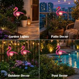 "Bright Zeal 1-Pack Solar Flamingo Stake Light 14"" Pink Waterproof Outdoor Garden Decor" - thumbnail 7