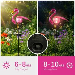 "Bright Zeal 1-Pack Solar Flamingo Stake Light 14"" Pink Waterproof Outdoor Garden Decor" - thumbnail 3