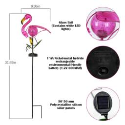 "Bright Zeal 1-Pack Solar Flamingo Stake Light 14"" Pink Waterproof Outdoor Garden Decor" - thumbnail 5