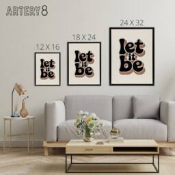 "Artery8 Let It Be Funky Retro Rainbow Font Typography Framed Canvas Art Print in Beige - Size: W18"" x H24""" - thumbnail 4