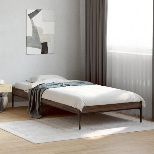 Berkfield Home Bed Frame without Mattress Brown Oak 100x200 cm - image 1
