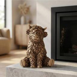 Garden Greatness Sitting Hughie Highland Cow Ornament - Size: 1 Pack - thumbnail 1
