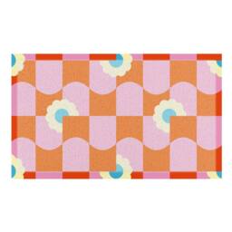 Artsy Mats Elizabeth Olwen Floral Wave Pattern Indoor/Outdoor Doormat (70x40cm) in Pink - Size: 40 cm x 70 cm - thumbnail 2