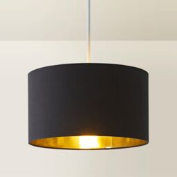 ValueLights Reni Black with Metallic Gold Inner Easy Fit Drum Ceiling Lamp Shade - Size: Large - thumbnail 3