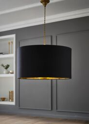 ValueLights Reni Black with Metallic Gold Inner Easy Fit Drum Ceiling Lamp Shade - Size: Large - thumbnail 1