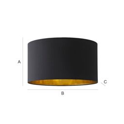 ValueLights Reni Black with Metallic Gold Inner Easy Fit Drum Ceiling Lamp Shade - Size: Large - thumbnail 9