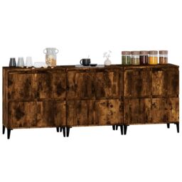 Berkfield Home Sideboards 3 pcs Smoked Oak 60x35x70 cm Engineered Wood in Brown - Size: 60 x 35 x 70 cm - thumbnail 4