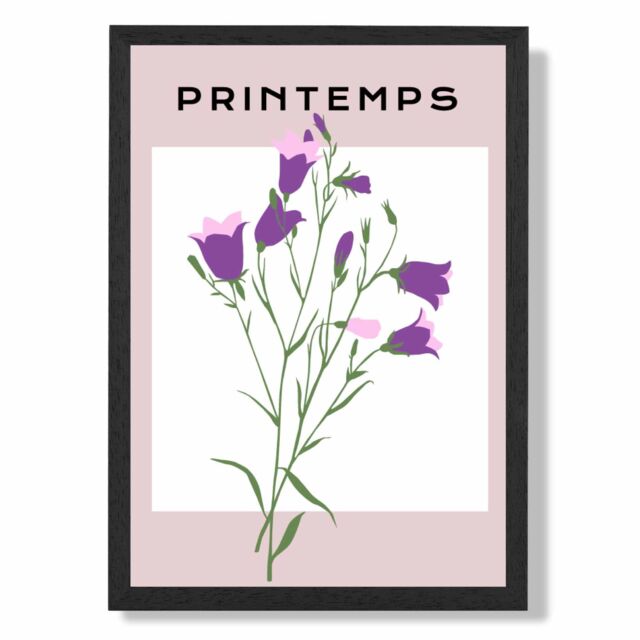 ARTZE Purple Wildflower Plant Flower Market Simplicity Framed Print SIZE: A2 with Black Frame - Size: A3 - image 1
