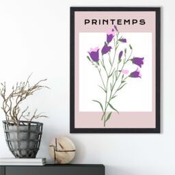 ARTZE Purple Wildflower Plant Flower Market Simplicity Framed Print SIZE: A2 with Black Frame - Size: A3 - thumbnail 2