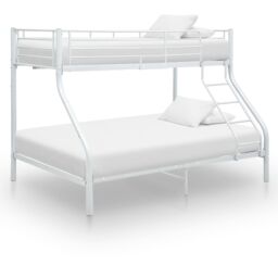Berkfield Home Bunk Bed Frame White Metal 140x200 cm/90x200 cm