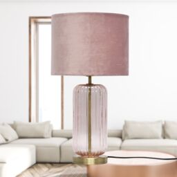 First Choice Lighting Set of 2 Walpole - Blush Pink Glass & Antique Brass 49cm Table Lamps in Bronze - thumbnail 4