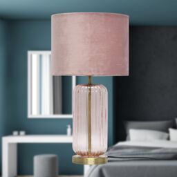 First Choice Lighting Set of 2 Walpole - Blush Pink Glass & Antique Brass 49cm Table Lamps in Bronze - thumbnail 5