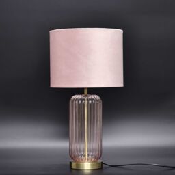 First Choice Lighting Set of 2 Walpole - Blush Pink Glass & Antique Brass 49cm Table Lamps in Bronze - thumbnail 6