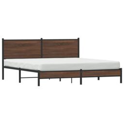 Berkfield Home Metal Bed Frame without Mattress Brown Oak 160x200 cm - thumbnail 4