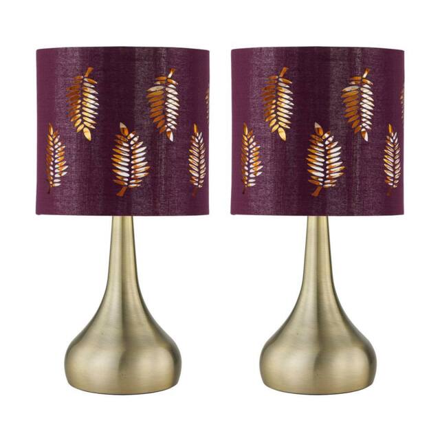 First Choice Lighting Set of 2 Romana - Antique Brass Touch Table Lamps with Burgundy Shade in Bronze - image 1
