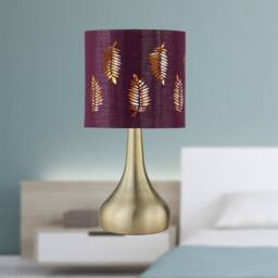 First Choice Lighting Set of 2 Romana - Antique Brass Touch Table Lamps with Burgundy Shade in Bronze - thumbnail 4