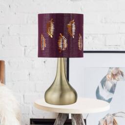 First Choice Lighting Set of 2 Romana - Antique Brass Touch Table Lamps with Burgundy Shade in Bronze - thumbnail 3