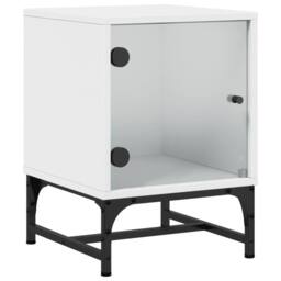Berkfield Home Elegant Bedside Cabinet with Glass Door White 35x37x50 cm - Size: 35 x 37 x 50 cm - thumbnail 3