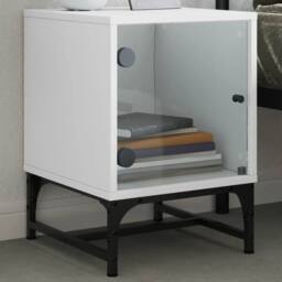 Berkfield Home Elegant Bedside Cabinet with Glass Door White 35x37x50 cm - Size: 35 x 37 x 50 cm - thumbnail 2
