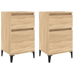 Berkfield Home Bedside Cabinets 2 pcs Sonoma Oak 40x35x70 cm in Brown - Size: 40 x 35 x 70 cm - thumbnail 2