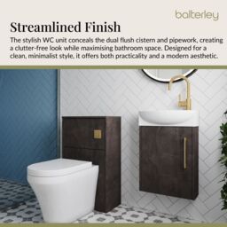 Balterley Cloakroom Suite Left Hand Vanity WC Toilet Tap Set 440mm - Slate Brass in Grey - thumbnail 3