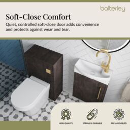 Balterley Cloakroom Suite Left Hand Vanity WC Toilet Tap Set 440mm - Slate Brass in Grey - thumbnail 4