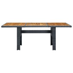 Berkfield Home Garden Table Dark Grey Poly Rattan & Solid Acacia Wood - thumbnail 2
