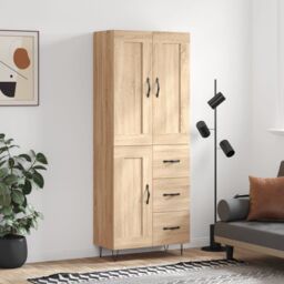 Berkfield Home Highboard Sonoma Oak 69.5x34x180 cm Engineered Wood in Brown - thumbnail 1