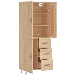 Berkfield Home Highboard Sonoma Oak 69.5x34x180 cm Engineered Wood in Brown - thumbnail 4