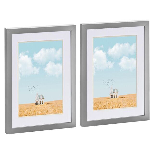 "Nicola Spring Photo Frames with A5 Mount - A4 (8x12"") - White - Pack of 2 in Grey" - image 1