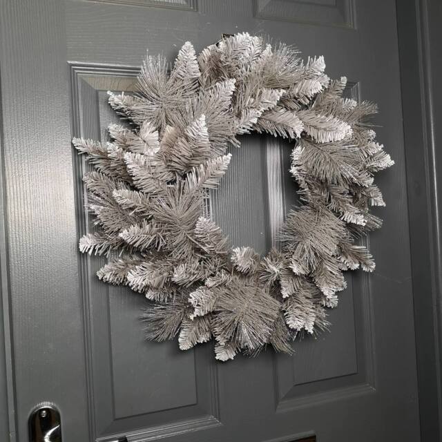 Samuel Alexander 50cm Premier Snow Tipped Silver Christmas Glitter Door Wreath Decoration - image 1