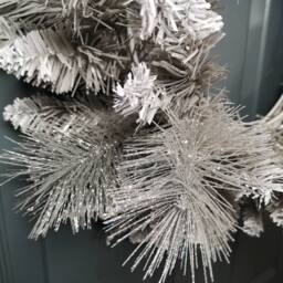 Samuel Alexander 50cm Premier Snow Tipped Silver Christmas Glitter Door Wreath Decoration - thumbnail 3