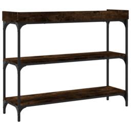 Berkfield Home Decorative Console Table with Shelves Smoked Oak 100x30x80 cm in Brown - Size: 100 x 30 x 80 cm - thumbnail 6