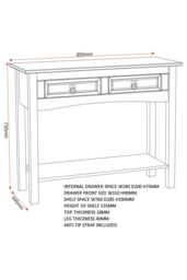 Seconique Corona 2 Drawer Console Table With Shelf in Natural - thumbnail 6