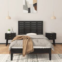 Berkfield Home Wall Headboard Black 96x3x63 cm Solid Wood Pine - Size: 96 x 3 x 63 cm - thumbnail 3