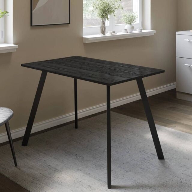 EONLION 4-6 Person Wood Dining Table Metal Legs in Black - image 1