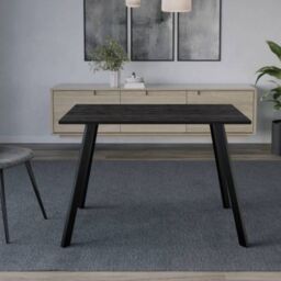 EONLION 4-6 Person Wood Dining Table Metal Legs in Black - thumbnail 4