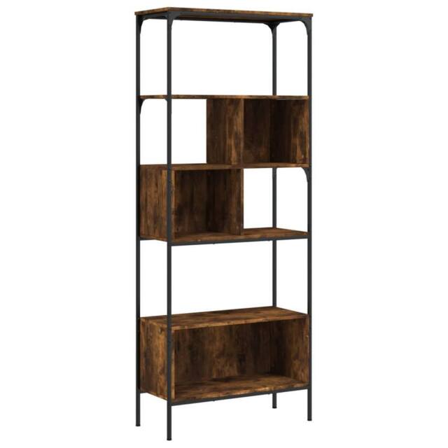 Berkfield Home Bookcase 5-Tier Smoked Oak 76x33x188.5 cm Engineered Wood in Brown - image 1
