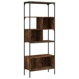 Berkfield Home Bookcase 5-Tier Smoked Oak 76x33x188.5 cm Engineered Wood in Brown - thumbnail 1
