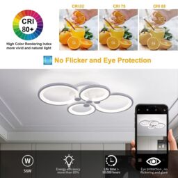 Garwarm Dimmable LED Ceiling Light Flush Mount Acrylic Metal in White - thumbnail 3